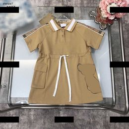 Top baby clothes Lace up waist Kids Skirt Fashion lapel girl Dress Child Summer Breathable Elegant New graphic print crossbody bag dress