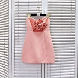 5006 2024 Runway Dress SPring Summer Dress Back Pink Slash Neck Brand Same Style Womens Dress Fashion High Quality xilou