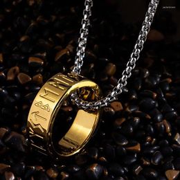 Pendant Necklaces 1pc Titanium Steel Ring Necklace For Men Cuba Chain Jewellery