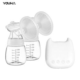 Breastpumps Electric breast pump portable automatic double breast pump set comfortable breast feeding milk collector suitable for home office and travel WX