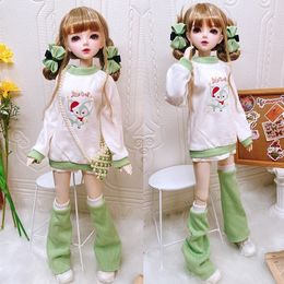 60CM BJD Doll Cute Clothing Green Hoodie 1/3 1/4 1/6 Doll Accessories Childrens Toys Limited to Clothing Kawaii 240507