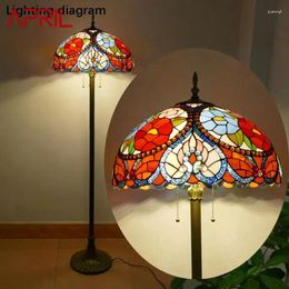 Floor Lamps APRIL Tiffany Lamp American Retro Living Room Bedroom Country Stained Glass