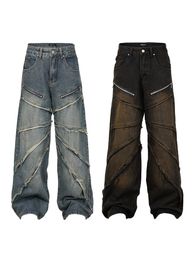 Designer Y2K Punk Hip Hop Jeans Loose Wash Men's Drag Pants Men's Women's Streetwear Coastal Workwear Patchwork Style