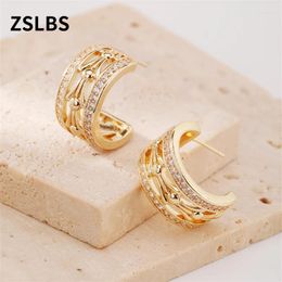 Stud Earrings ZSLBS 1 Pair Of Japanese And Korean Exquisite Fashion Croo Heart Copper Jewellery