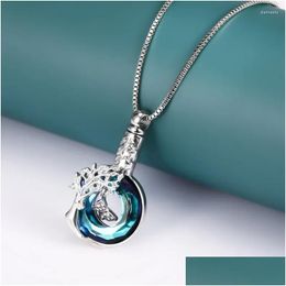 Pendant Necklaces Crystal Cremation Ash Urn Necklace Tree Of Life Sunflower Dragonfly Butterfly Wolf Pendants For Women Jewellery Gift Dhzuj