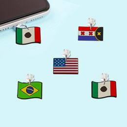 Cell Phone Straps Charms National Flag Cartoon Shaped Dust Plug Kawaii Anti-Dust Plugs Cute Anti For Charm Android Phones Usb Type C D Othjq