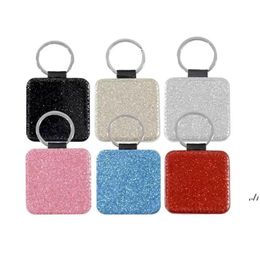 Party Favor Fashion Sublimation Blank Leather Key Chain Pendant Heat Transfer Square Diy Chains Creative Gift Supplies Drop Delivery H Dhryc