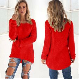 Women's Sweaters Women Sweater Warm Solid Color O Neck Loose Cotton Knitted Pullover Long Casual Oversize Blouse Ladies Hipster Clothing
