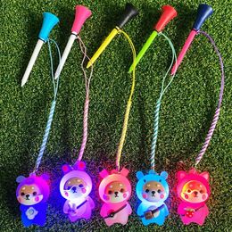 1Pcs Golf Rubber Tees With Flashing Light Cartoon Cute Prevent Loss Golf Ball Holder With Braided Rope Outdoor Golf Accessory 240518