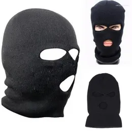 Berets 3 Hole Motorcycle Mask Balaclava Black Knit Hat Face Shield Beanie Winter
