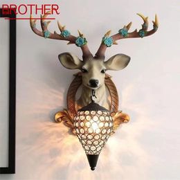 Wall Lamps BROTHER Contemporary Deer Antlers Lamp Personalized And Creative Living Room Bedroom Hallway Aisle Decoration Light