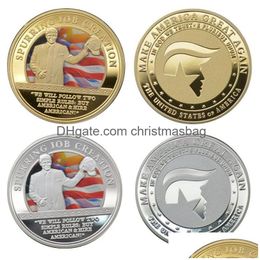 Arts And Crafts The United States Of America Trump 2024 Embossed Three -Nsional Commemorative Gold Coin Drop Delivery Home Garden Arts Dhcuk