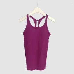 Men's Vests Lemon EBB Women Sports Vest Built-in Shelf Bras Top Running Workouts Fitness Sleeveless T-shirt Gym Clothes Tank Tops