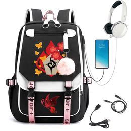 Backpack Games Genshin Impact Girls Schoolbag Teenager Bookbag Harajuku Laptop Black Bags Hu Tao Usb Port Bagpack
