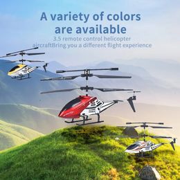 35 Pass Alloy Remote Control Airplane USB Charging Helicopter With LED Light Wireless RC Aircraft Toy Children Birthday Gift 240520