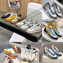 new Men designer loeweshoes flow runner Casual shoes womens shoes leather lace-up sneaker lady platform Running Trainers Thick soled woman gym sneakers Large