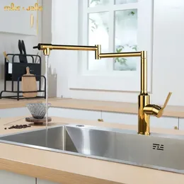 Kitchen Faucets Golden Pot Faucet 360 Degree Rotating Sink Deck Mixer Single Handle Washing