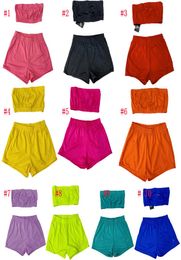 Womens Two Piece Pants set tube top and shorts three pieces sets multi colors embroidery logo hook street sports outdoor wear swim8353943