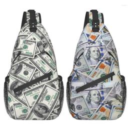 Backpack United States Dollar Banknotes Sling Crossbody Chest Bag Men Cool US Money Pattern Shoulder For Traveling