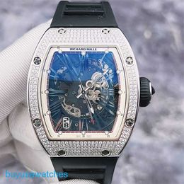Functional RM Wrist Watch RM023 Hollowed Out Dial Platinum Original Diamond Mechanical Watches