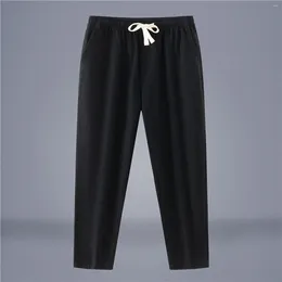 Men's Pants 2024 Summer Linen Men Thin Loose Mens Joggers Cotton Cropped Casual Chinese Style