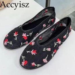 Casual Shoes Spring Autumn Mesh Breathable Flat Women With Solid Flower Design Loafers Lightweight And Comfortable Dance 2024