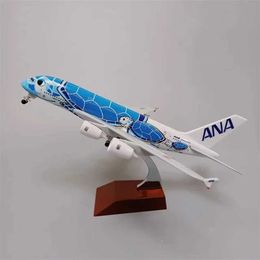 Aircraft Modle 20cm alloy metal Japan Airlines ANA Airbus A380 cartoon turtle Aeroplane model Aeroplane model painting Aeroplane toy S245203