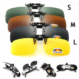 Sunglasses 4 Color Grey Lenses Polarized Clip On Flip Up UV 380 Driving Fishing Night Vision Glasses Clips