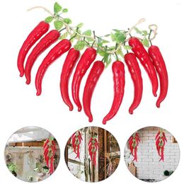Decorative Flowers 2 Strings Mini Simulation Red Long Pepper Child Plants Artificial Vegetables Foam Decor