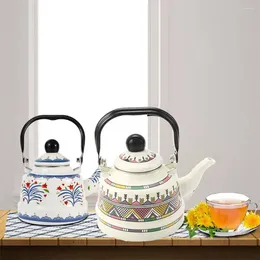 Hip Flasks Enamel Tea Kettle Vintage European Style 2.5L Pot Handmade No Whistling Water Restaurant