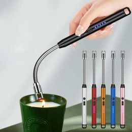 Lighters Electric arc light USB charging 360 rolling ignition light windproof and flameless long kitchen barbecue candle light S24513