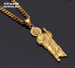Pendant Necklaces CYCM Hiphop Stainless Steel Gold Cuban Chain Colour Iced Out Christian Men Women Crutch Jesus Necklace Fashion J4991463