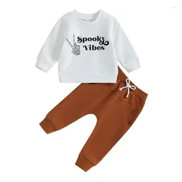 Clothing Sets Pudcoco Baby Boys Pants Set Long Sleeve Crew Neck Letters Print Sweatshirt With Elastic Waist Sweatpants Halloween Clothes