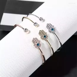 Link Bracelets Luxury Zircon Fatima Hand Hamsa Devil's Eye Charm Bracelet&Bangle For Women Girls Elegant Party Jewellery Sl194