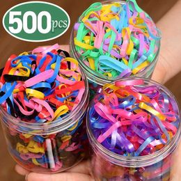 Hair Accessories 500Pcs/box thick rubber band disposable children and girls curly hair elastic hair band rope loop headband hair clip d240520