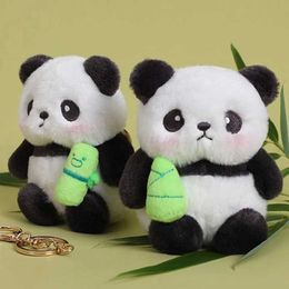 Stuffed Plush Animals 11cm Cute Panda with Bamboo Shoot Keychain Plush Pendant Toys Kaii Stuffed Animals Key Chain Bag Pendant Pandas Keyring Doll
