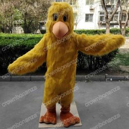 2024 Halloween Yellow Furry Parrot Mascot Costumes Halloween Cartoon Character Outfit Suit Xmas Outdoor Party Festival Dress Promotional Advertising Clothings