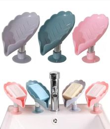 Creative PP Plastic Leaf Shape Soap Dishes Drain Holder Box Bathroom Accessories Toilet Laundry Bathroom Supplies Tray Gadgets8470708