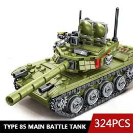 336pcs Military 85 Main Battle Tank Building Blocks WW2 Army Soldier Figures Bricks Educational Toys for Children Boy Gift 240520