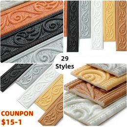 230cm 3D Pattern Sticker Wall Trim Line Skirting Border Decor Self Adhesive Household Waterproof Removable Stickers 240514