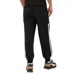 Men's Pants Men Casual Sweatpants Mulicolor Polyester Sports With Pocket Side Button Elastic Waist Trousers