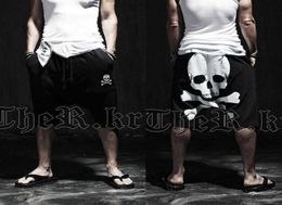 summer skull male CalfLength printed pants Mens slim Hip hop Short Pants Mid trousers Active casual Loose harem pants 2011182801790