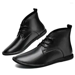 Walking Shoes Ankle Boots For Men Lace Up High Top Winter British Style Classic Casual Work Footwear Botas Zapatos Hombre