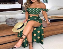 Two Piece Dress Women Boho Wrap Summer Lond Holiday Maxi Sundress Floral Print Elegante Cocktail Female dresses evening wear casua2356188