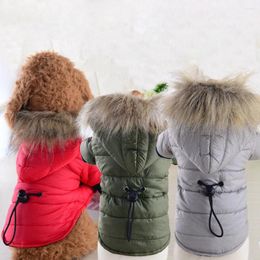 Dog Apparel Small Dogs Winter Coat Cotton Jacket With Hood For Puppy Pet Clothes Windproof Warm Outfits Cat In Cold Weather