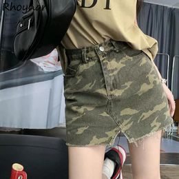 Skirts Camouflage Denim Women Summer Fashion Leisure All-match Street Wear High Waist Cool Prevalent Hipster Stylish