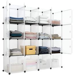 ZK20 16-Cube Storage Shelf Cube Shelving Bookcase Bookshelf Organising Closet Toy Organiser Cabinet White Colour