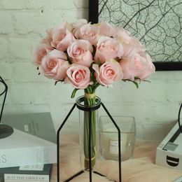 Decorative Flowers Silk Flower Bouquet Artificial Cream White Pink