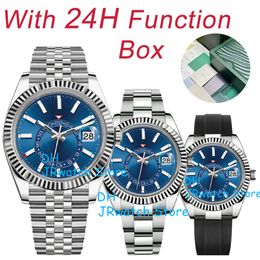 Top New Style Luxury Men Blue SKY Dweller Sports Watch Movement Men Multifunctional 24 hour Dial Stainless Steel Diving Waterproof 42 M 318i