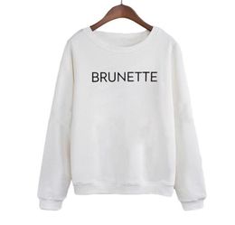 Fashion Letters Print Crewneck Pullovers Autumn Winter Fleece Hoodies Pullovers Brunette Harajuku Sweatshirt Women039s Clothes 1736641